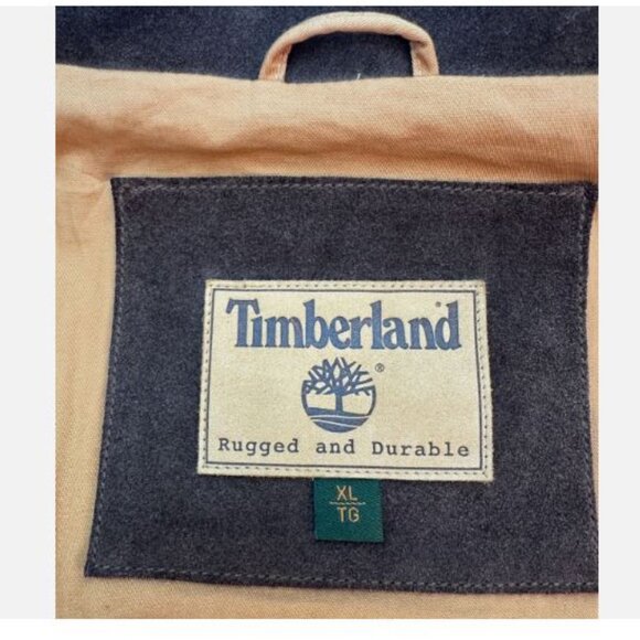 Timberland Rugged Durable Genuine Leather Jacket Men's Size XL Brown Pre-owned - Picture 5 of 12